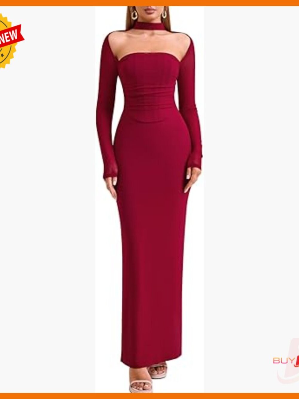 Long Sleeve Halter Neck Maxi Dress Formal Wedding Guest Bodycon